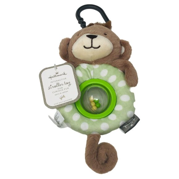 Hallmark Monkey Baby Rattle Stroller Toy Stuffed Animal Plush - Picture 1 of 3